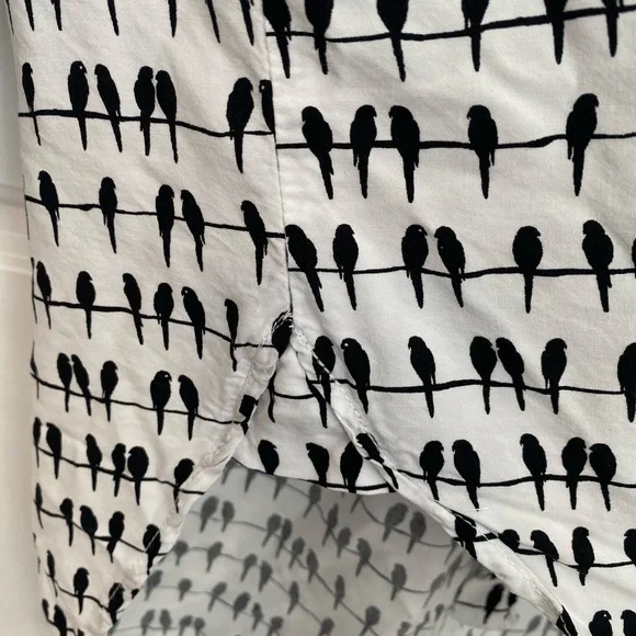 🐦‍⬛ Jane and Delancey 🐦‍⬛ Black and White Bird on a Wire print button down shirt - Picture 4 of 8